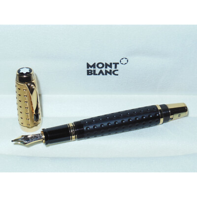 NOS* Montblanc Boheme Doue Gold Plated Fountain Pen 18K Broad 36004 B Onyx  2001