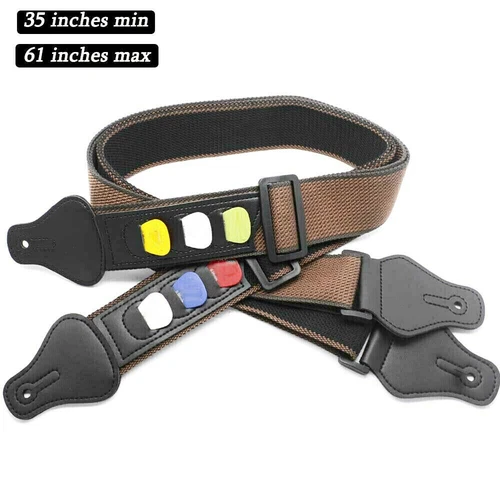 Adjustable Soft Guitar Strap Nylon Pick Holder for Electric Acoustic Guitar Bass