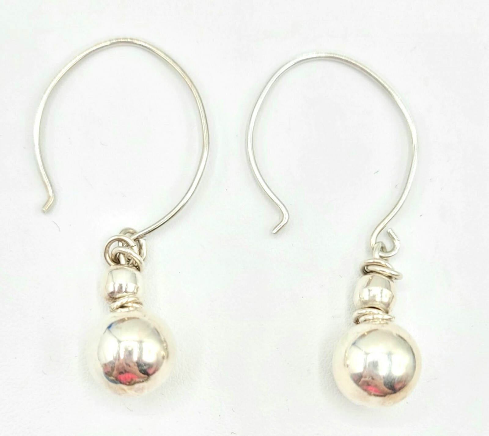 Sterling Silver Ball Dangle Large Hook Earrings - image 5