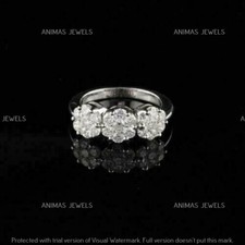 Real 925 Sterling Silver 1.20 CT Lab-Created Diamond Engagement Flower Ring Band
