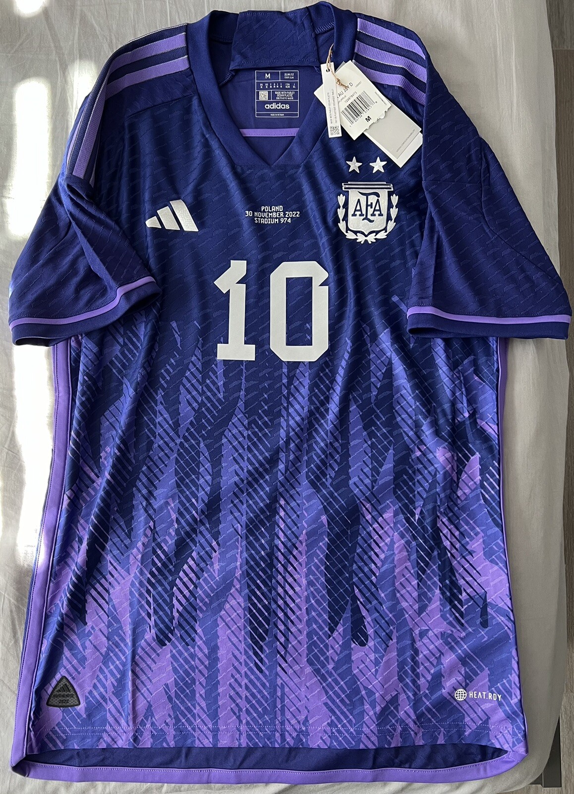 2022 BNWT adidas Argentina Away Authentic Player Issue M Messi vs Poland HB9657