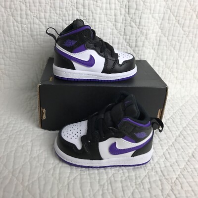 Nike Air Jordan 1 Mid (TD) Toddler Kids Shoes SZ 4C Black/Dark Iris 640735-095