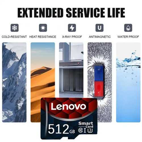 Lenovo 2 To A2 1 To Carte Micro SD Carte Mémoire Haute Vitesse 512 Go 128 Go MicroSD U3 TF - Photo 11 sur 30