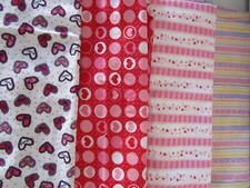 Valentine Hearts Cotton Fabric Scrap Bundle