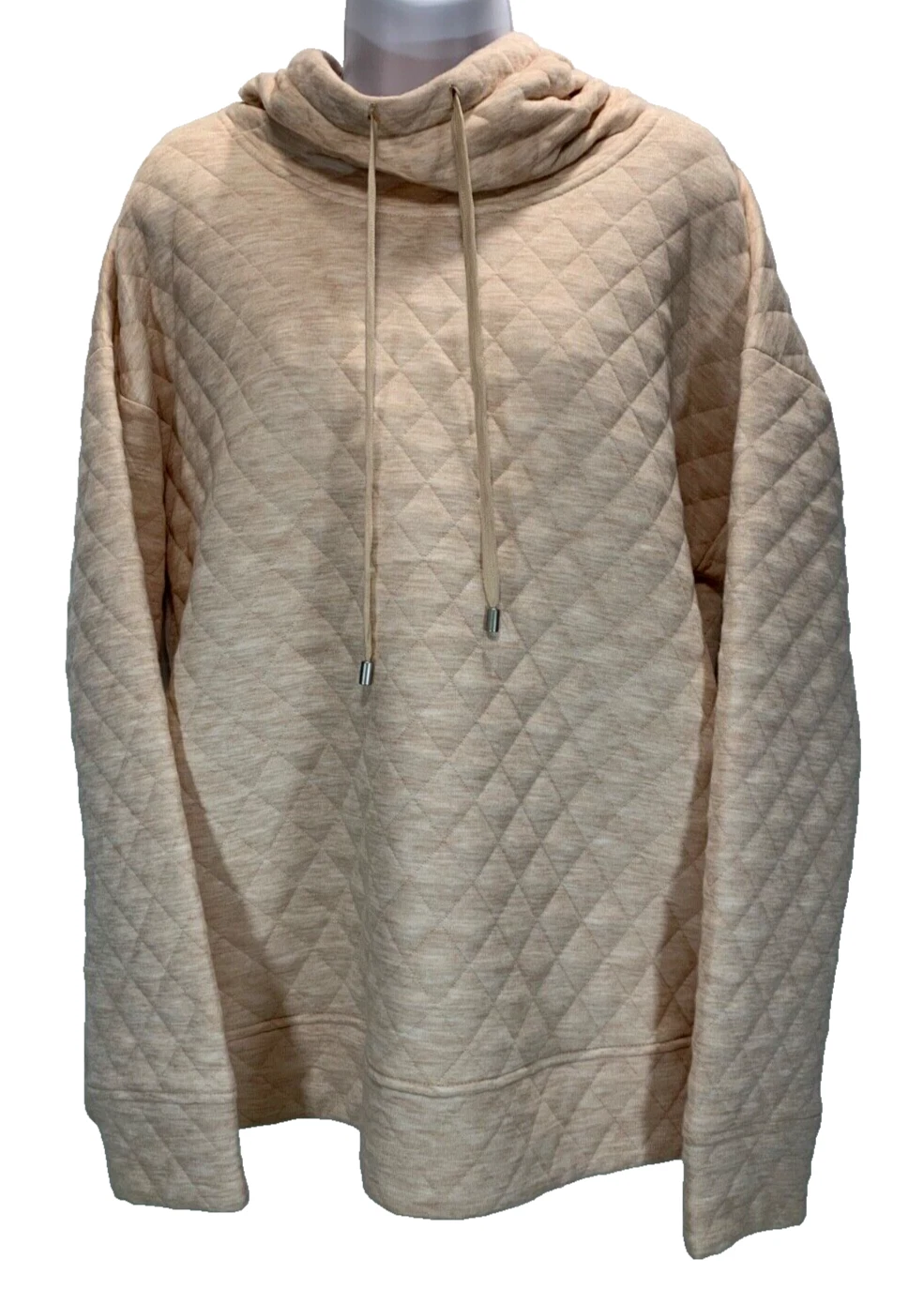 VETEMENTS Felpa donna trapuntata beige Jones New York taglia L manica lunga tasche