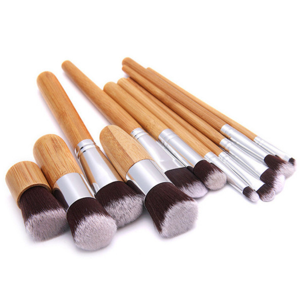 Juego de brochas de maquillaje de bambú 11 piezas regalo ecológico