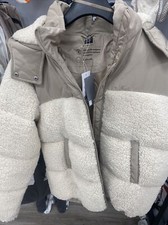 F&f Teddy Fleece Borg Beige Cream Jacket Coat Xl Extra L Y2k Autumn Tesco