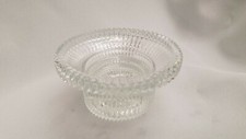 Reversible Pillar/Taper Candle Holder Ribbed Crystal Glass USA made Ind Glass Co