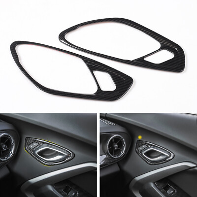 Interior Door Handle Switch Cover Trim For Chevrolet Camaro 2017+ Carbon Fiber