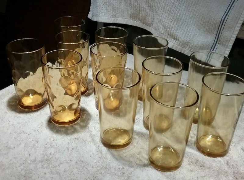 Vintage  Granada Gold   8 oz Water Glasses   -    Lot of 12
