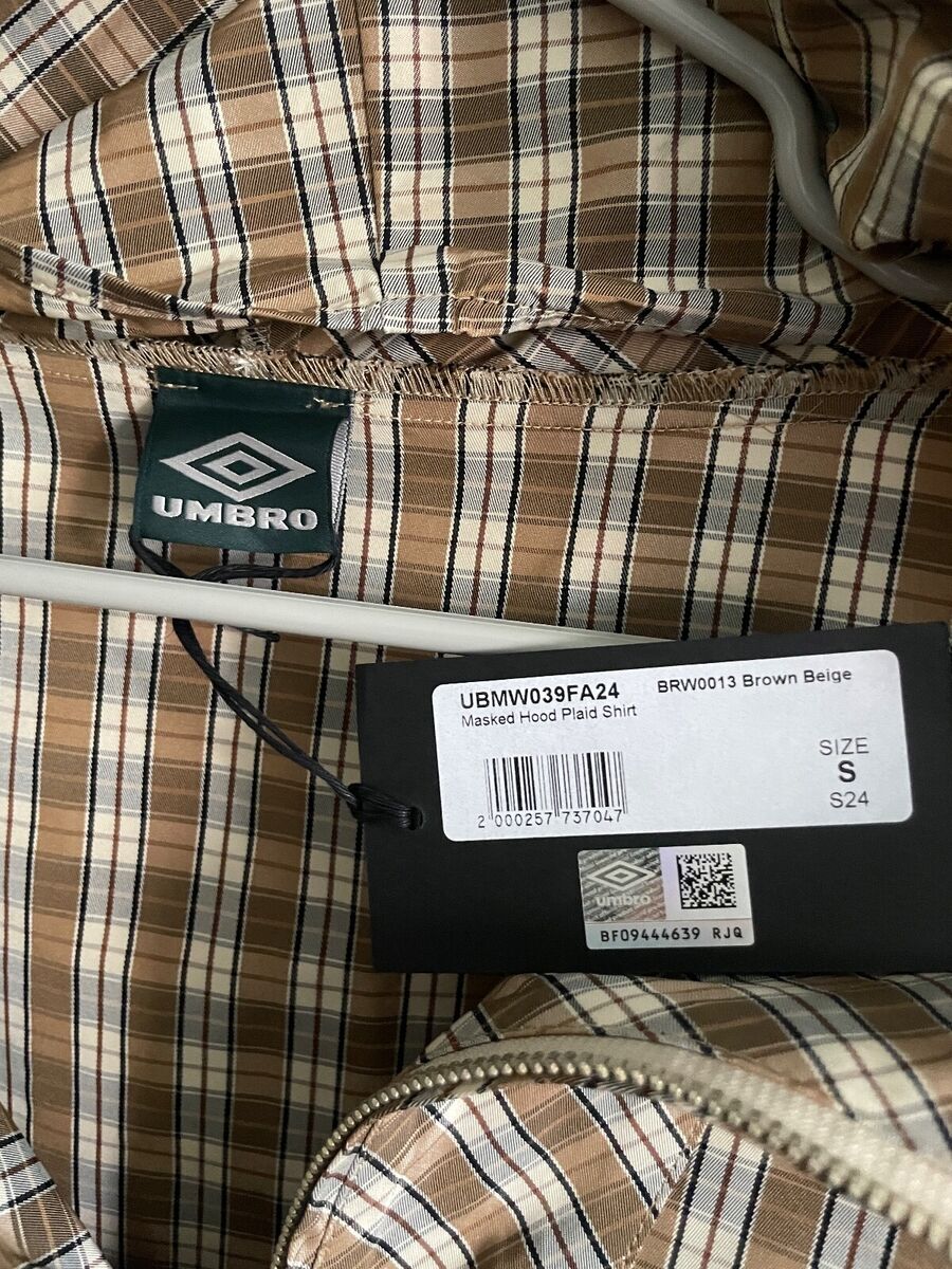 NEW UMBRO SLAM JAM PENALTY CULTURE plaid beige masked hoodie NEW UMBRO SLAM JAM PENALTY CULTURE plaid beige masked hoodie