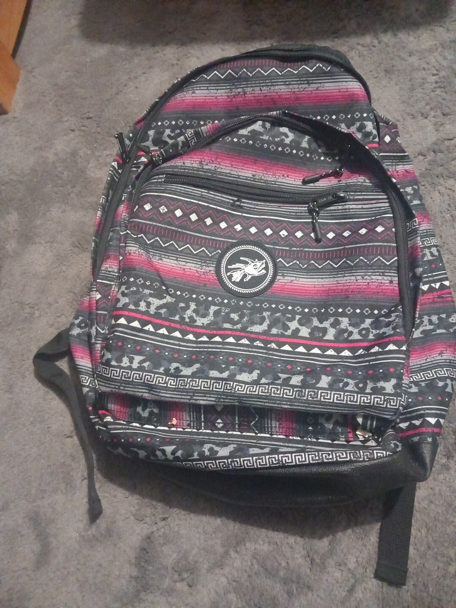 Hot Tuna Black Pink Aztec Tribal Pattern Medium Size Back Pack