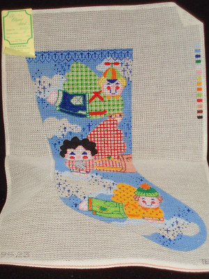 TES The Elegant Stitch 9523 Handpainted CHRISTMAS STOCKING Needlepoint Canvas