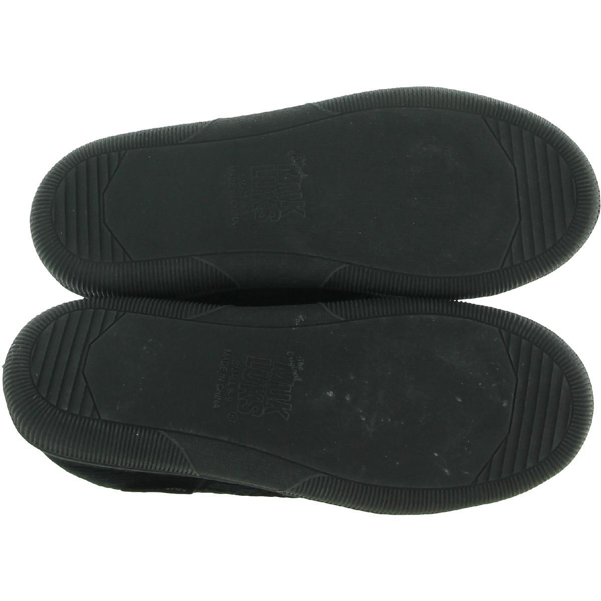 Muk Luks Mens Black Corduray Moccasin Slippers Shoes 8-9 Medium(D) BHFO 5368