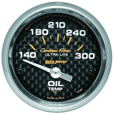 Auto Meter 4748 Carbon Fiber Electric Oil Temperature Gauge 140-300 F 2-116