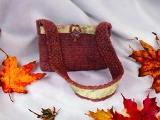 Borsa Boho maglia bordeaux foderata floreale fatta a mano chiusura con bottoni