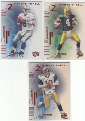 LOT OF (3) 2001 Ultra 2 MINUTE THRILL BRETT FAVRE TROY AIKMAN KURT WARNER