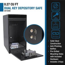Barska 0.27 cu ft Dual Key Locking Drop Box Wall Mount Deposit Safe Mailbox
