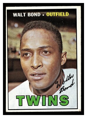 1967 TOPPS WALT BOND #224 MINNESOTA TWINS MID HIGHER GRADE NO CREASES