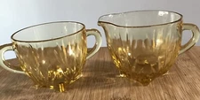 Cream & Sugar Set Amber “Star”from Federal Glass 1950’s Vtg Depression Glass
