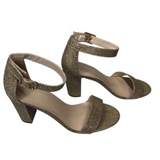 David  s Bridal Arya Metallic Gold Size 6 Dress Shoes With Ankle Strap Formal