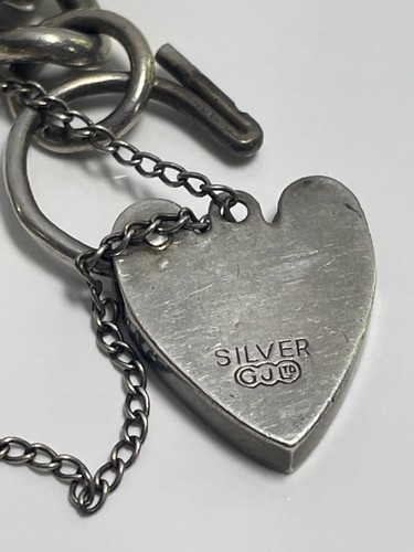 Vintage 'Georg Jensen GLtd' sterling silver 925 bracelet & heart padlock 32.14g - Picture 16 of 18