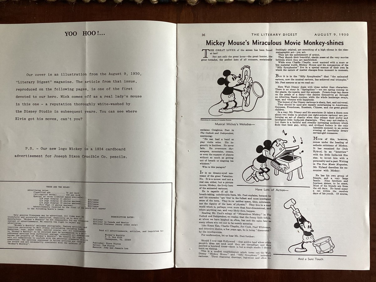 MICKEY'S MONTHLY - August 1978 - UNAUTHORIZED MICKEY MOUSE FANZINE
