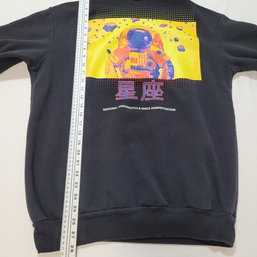 NASA Pullover Hoodie Men's Sz M Black Neon Rainbow Hyper Space Double Sided - 第 9/9 張圖片