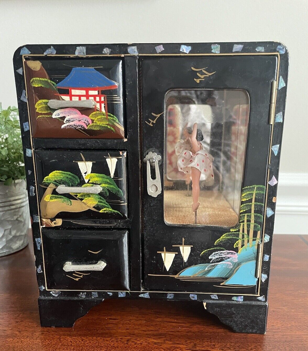 アンティーク雑貨 Japan Misc Goods Mixed Lot Bulk Lot Vintage Black Lacquer Japanese Jewelry Box Ballerina Music Box
