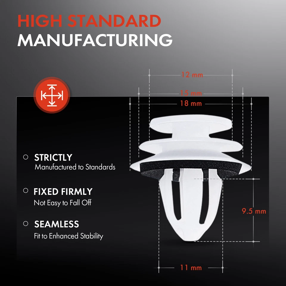 30 piezas clips de retención de molduras de panel de puerta de nailon de 9,5 mm con sellador para BMW F07 F10 E70 Foto 3 de 4