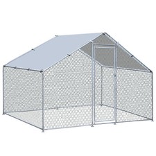 10Ft Chicken Coop Large Metal Walk-in Chicken Run Poultry Cage for 6-10 Chickens