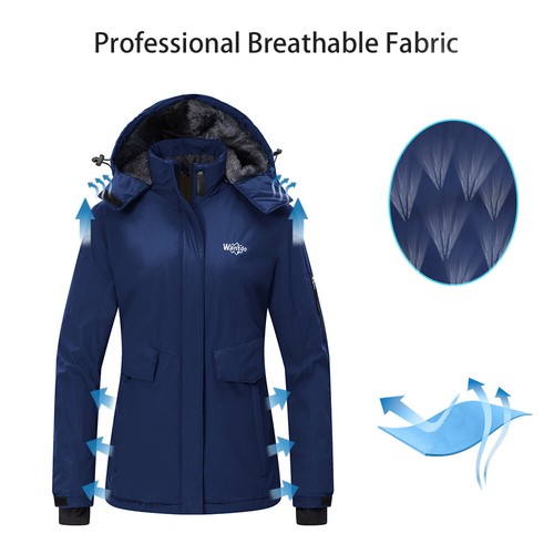Wantdo Women's Ski Jacket Waterproof Winter Coat Windproof Warm Fleece Raincoat - Picture 29 of 66