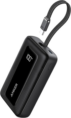 Anker Powerbank Zolo 10.000mAh 30W mit integriertem USB-C Kabel - High-Speed-NEU