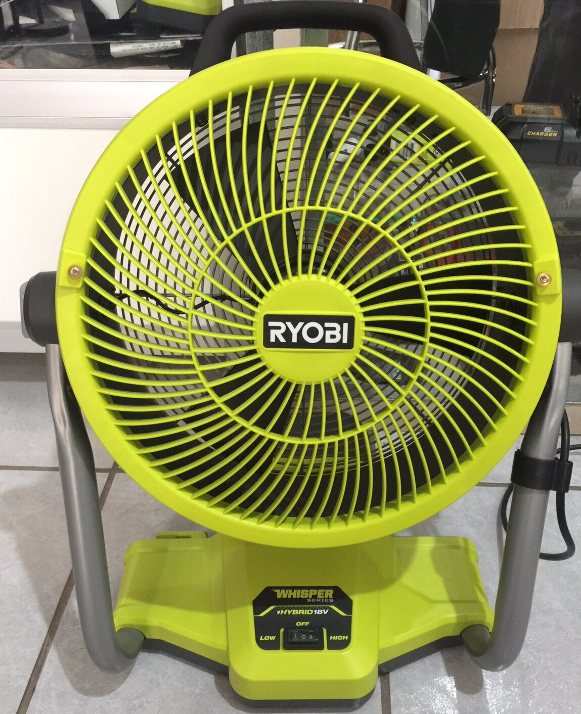 RYOBI ONE+ 18V Cordless Hybrid WHISPER SERIES 12 in. Misting Fan Cannon