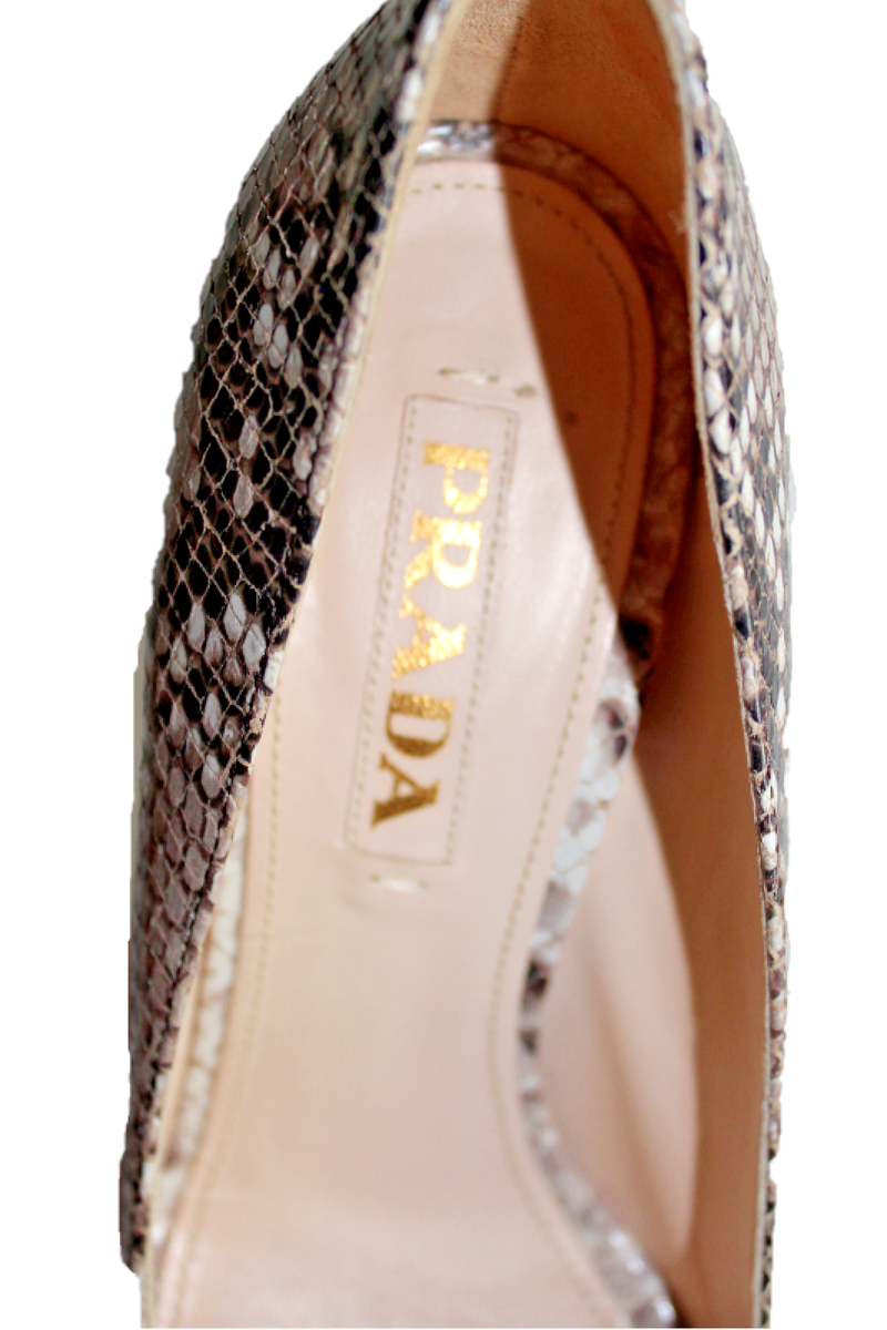 Chaussures Peep Toe Effet Peau De Serpent - Taille 39 (UK 6) - Occasion