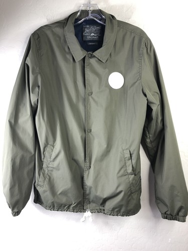 Jack and Jones Originals Mens Small Windbreaker Snap Front Jacket Olive Green - Picture 2 of 7