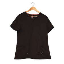 Dickies Xtreme Stretch Black V-Neck Scrub Top Womens Large Excellent Condition