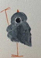 ACEO Original Painting, Bird Impressionism Oil Art, Emmer Plaxe, Animal Abstract