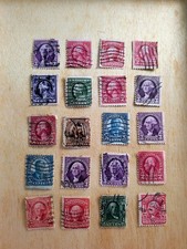 Lot 20 Timbres USA Anciens Washington Lincoln Roosevelt Oblitérés Doublons