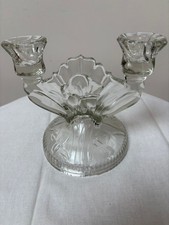 Vintage Clear Double Arm 2 Well Candle Holder...