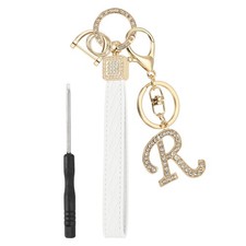 Leather Wristlet Keychain, Chic Letter R Keychains