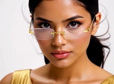 Women Small Rimless Office Wear Style Eyewear Metal Retro Vintage 80's 90's Girl