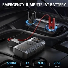 Car Jump Starter with Air Compressor, 5500A Portable Battery Jump Starter(9.0L G