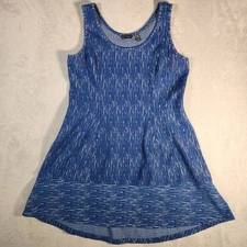 H by Halston Dress Large Petite Blue A-line Tank Textured Knit Sleeveless Twirl