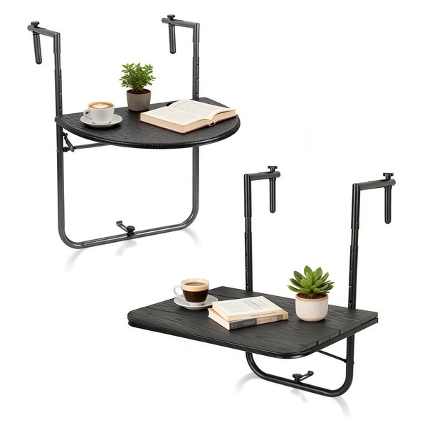 Mesa colgante de balcón mesa colgante muebles de balcón mesa de balcón terraza aspecto madera 60x40 cm
