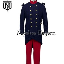 Reproduction WW1 1914 French Infantry Coat Navy Blue Wool Army Coat Handmade