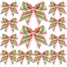 12 pcs Red Green Christmas Bows Ornaments, 6 Inch Christmas Wreaths Bows Xmas...