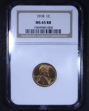 1918 Lincoln Wheat Cent - 1c NGC MS65 RB - Red Brown - Nice Coin!