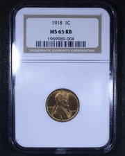 1918 Lincoln Wheat Cent - 1c NGC MS65 RB - Red Brown - Nice Coin!