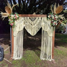 Macrame Wedding Backdrop Reception Decor Bohemian Arch Cover Cotton Curtain